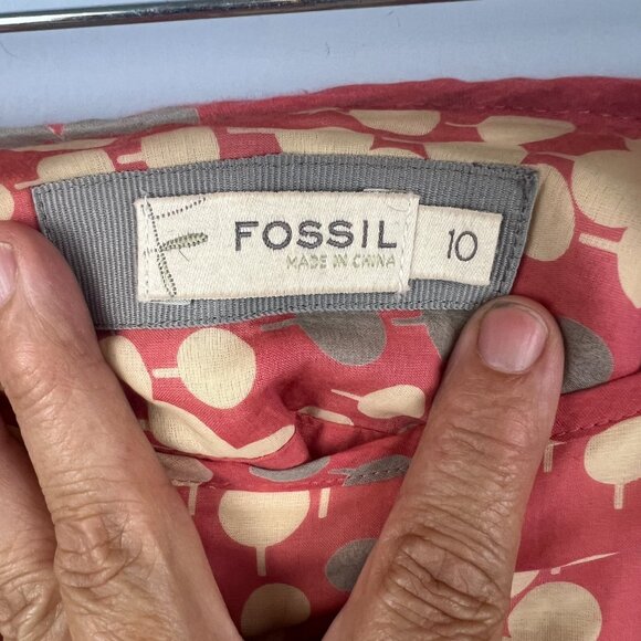 Fossil Silk Cotton Blend Pleated Polka Dot Skirt Size 10 - Picture 2 of 6